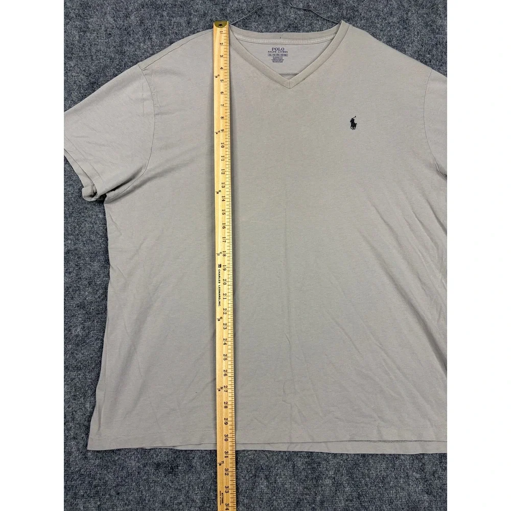 Polo Ralph Lauren Mens XXL Tan Beige V-Neck Classic Fit Short Sleeve T-Shirt